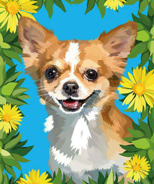 Corgi mit Blumen Diamond Painting