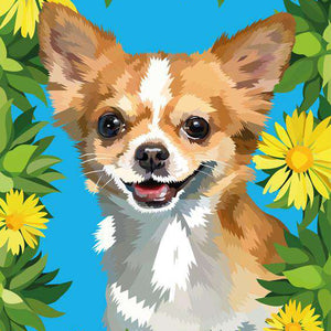 Corgi mit Blumen Diamond Painting