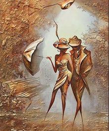 Abstraktes Paar mit Schirm Diamond Painting
