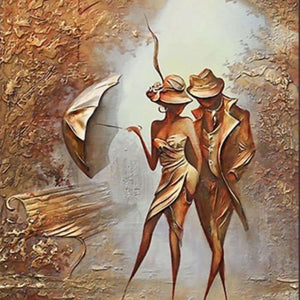 Abstraktes Paar mit Schirm Diamond Painting