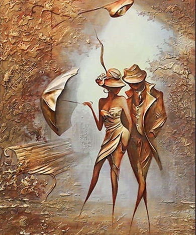 Abstraktes Paar mit Schirm Diamond Painting