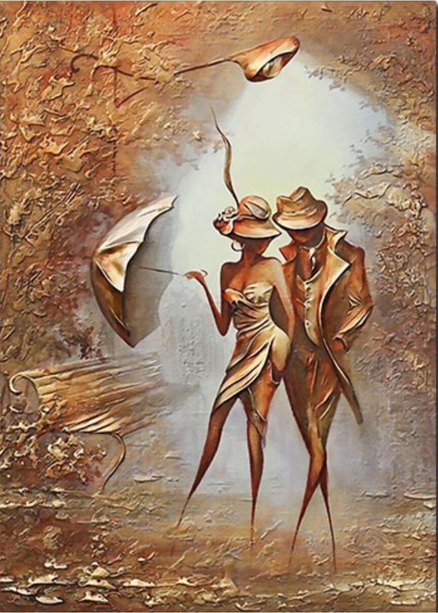 Abstraktes Paar mit Schirm Diamond Painting