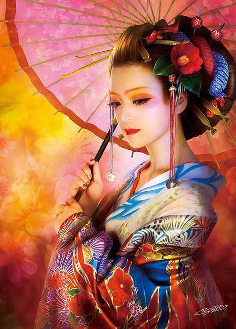 Japanische Dame Diamond Painting mit Kimono