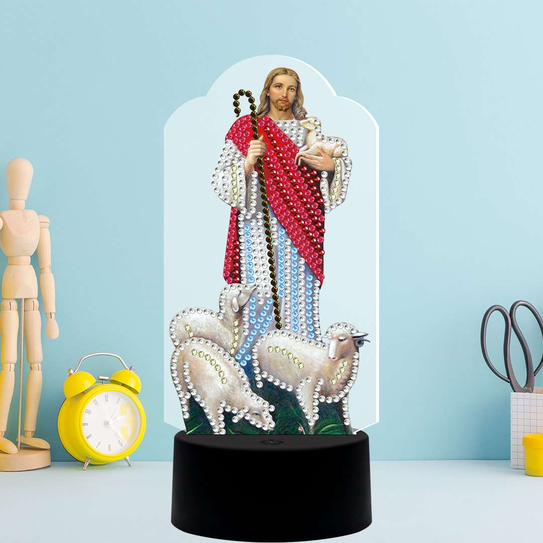 DP Licht Jesus Christus Lämmer Diamond Painting Leuchte