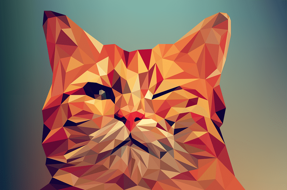 Zwinkernde Katze Diamond Painting geometrisches Motiv