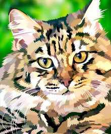 Katze mit Tigerstreifen Diamond Painting Porträt