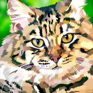 Katze mit Tigerstreifen Diamond Painting Porträt