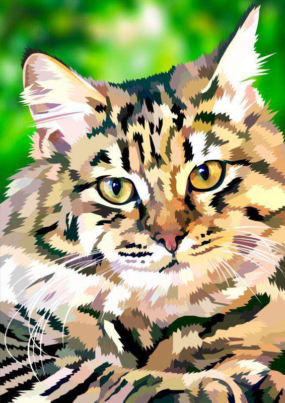 Katze mit Tigerstreifen Diamond Painting Porträt