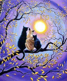 Katzenfreunde im Mondschein Diamond Painting