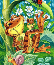 Frosch im Gras Gartenteich Diamond Painting