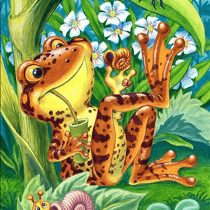 Frosch im Gras Gartenteich Diamond Painting