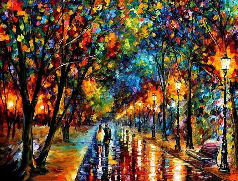 Bunte Straße Landschaft Diamond Painting