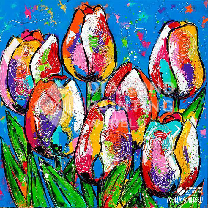 Bunte Tulpen Exklusiv Diamond Painting
