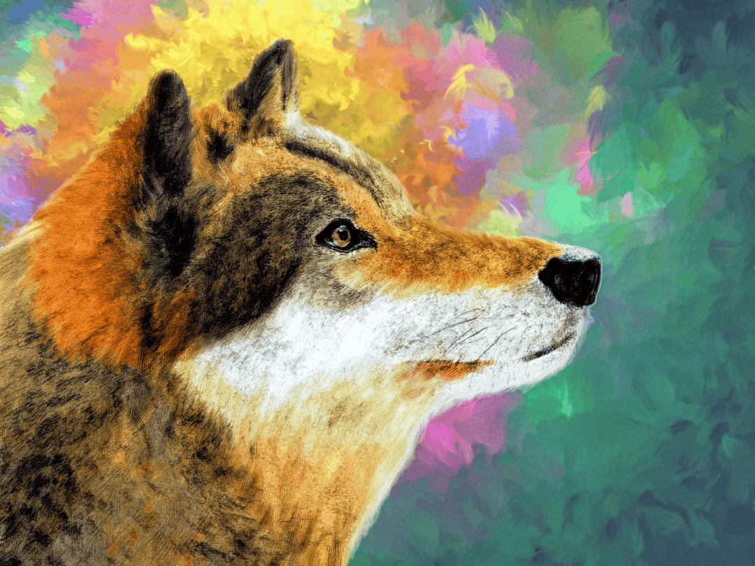 Bunter Wolf Tiermotiv Diamond Painting