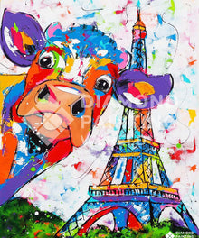 Kuh in Paris Exklusiv Diamond Painting