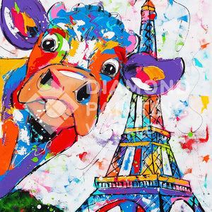 Kuh in Paris Exklusiv Diamond Painting
