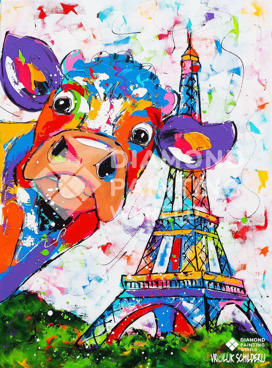 Kuh in Paris Exklusiv Diamond Painting