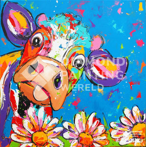 Kuh mit Blumen