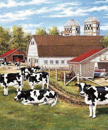 Kühe vor Bauernhof Diamond Painting