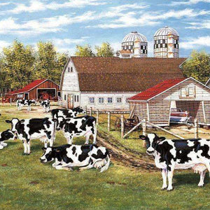 Kühe vor Bauernhof Diamond Painting