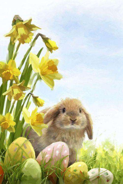 Osterhase im Frühling Diamond Painting