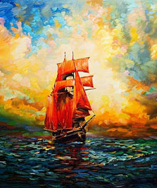 Künstlerisches rotes Schiff Diamond Painting