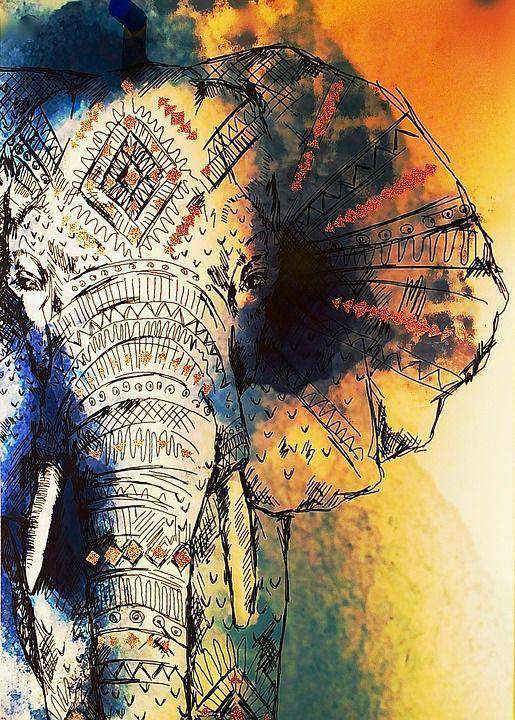 Kunstvoller Elefant Diamond Painting