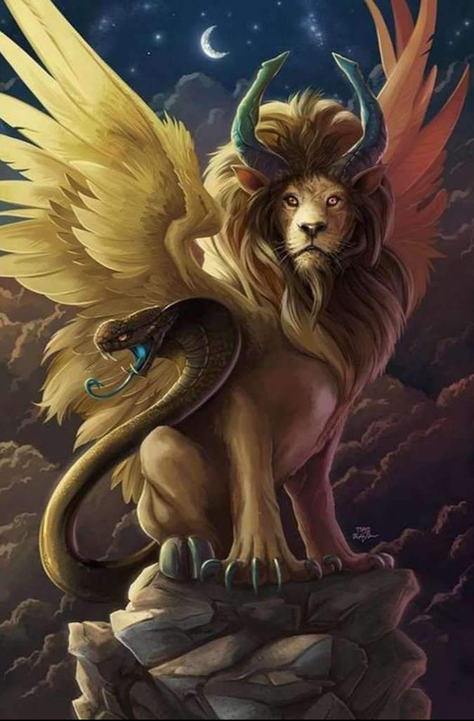 Geflügelter Löwe Fantasy Diamond Painting
