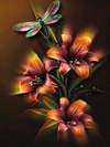 Libelle mit Blumen Diamond Painting