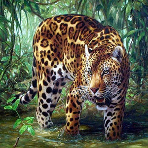 Leopard im Wasser Diamond Painting