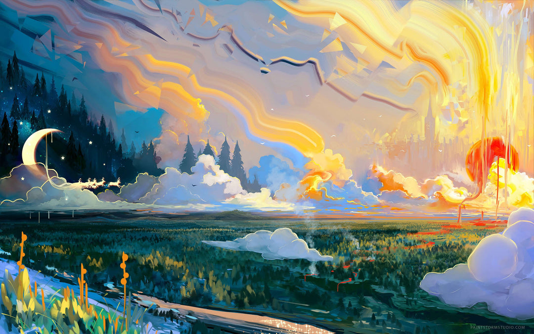 Tag und Nacht Diamond Painting Landschaft