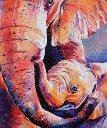Bunte Elefantenmama mit Baby Diamond Painting