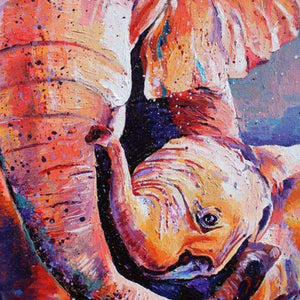 Bunte Elefantenmama mit Baby Diamond Painting