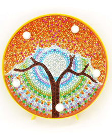 Runde Goldener Baum Diamond Painting Lampe mit warmem Baummotiv