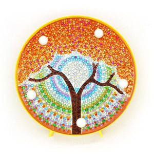 Runde Goldener Baum Diamond Painting Lampe mit warmem Baummotiv
