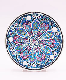 Runde Mandala-Blume Diamond Painting Lampe in Blau Pink und Grün