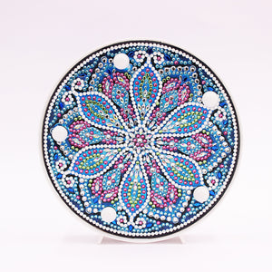 Runde Mandala-Blume Diamond Painting Lampe in Blau Pink und Grün