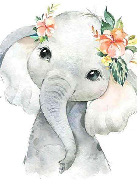 Blumen Elefant Kinder Diamond Painting