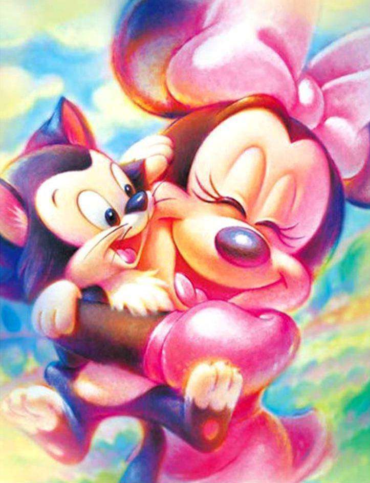 Minnie Maus mit Kätzchen Diamond Painting