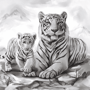 Schöne weiße Tiger Diamond Painting Motiv
