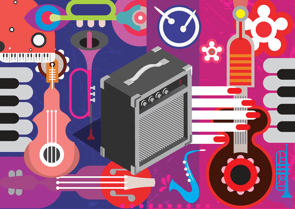 Bunte Musik Illustration Diamond Painting Motiv
