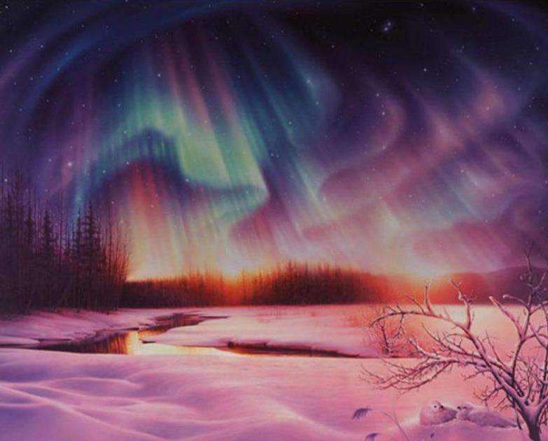 Nordlichter Winterlandschaft Diamond Painting