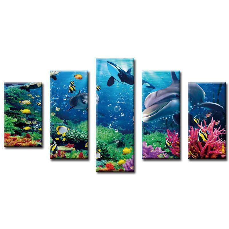 Delfine im Ozean Pentaptychon Diamond Painting