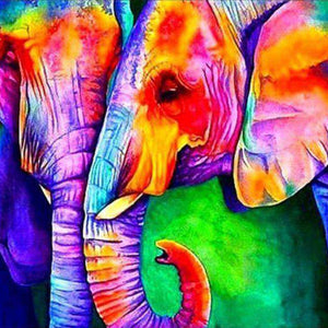 Bunter Elefant mit Farben Diamond Painting Motiv