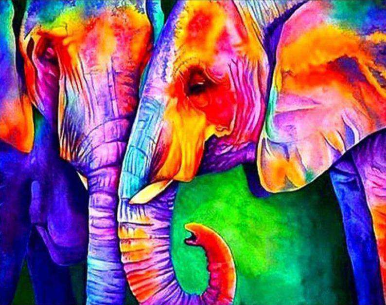 Bunter Elefant mit Farben Diamond Painting Motiv