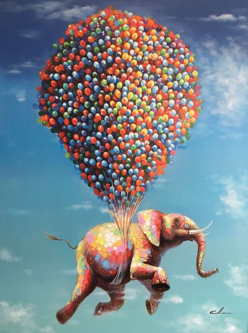 Elefant mit Ballons Diamond Painting Motiv