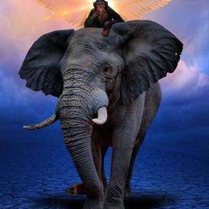 Elefant und Affe mit Flügeln Diamond Painting Motiv