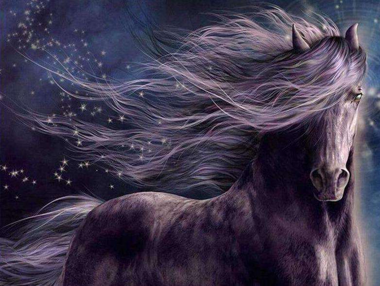 Mystisches Pferd in der Nacht Diamond Painting Motiv