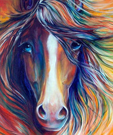 Buntes Pferdeportrait Diamond Painting Motiv
