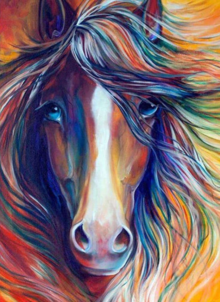 Buntes Pferdeportrait Diamond Painting Motiv